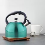 Amazon Basics Stainless Steel Tea Kettle, Hot Water Kettle with Whistle Spout, Fast Boiling, Ergonomic Handle, 2.4-Quart, Teal - Image 6