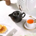 Small Ceramic Teapot With Stainless Steel Infuser, Heat Resistant, Perfect Tea Maker, Black, 350ml/12.0oz - Image 3