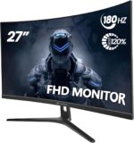 CRUA 27" Curved Gaming Monitor, FHD 1920x1080P, 144Hz/180Hz Computer Monitor, 1800R VA Screen, 120% sRGB, AMD FreeSync, HDMI & DP, Wall Mount Install- Black - Image 2