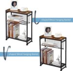 Small Side Table for Small Spaces - Slim End Table with Magazine Holder - 2 in 1 Design Narrow End Table Living Room - Skinny Bedside Table Nightstand Bedroom Thin Side Table, Rustic Brown - Image 8