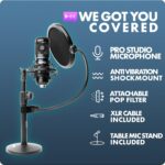 Movo PodPak4T 4-Pack Universal XLR Podcast Microphone Bundle- Includes 4 Cardioid Condenser Mics, Desktop Mic Stands, Pop Filters, Shock Mounts, and Cables for Podcast Equipment - Image 5
