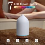 200ML Ceramic Essential Oil Diffuser - Ultrasonic Aromatherapy & Humidifier with 7-Color LED Lights, Auto Shut-Off, Wood Grain Base, 1H/3H/6H Timer | Scent for Home, Office, Yoga - Image 3