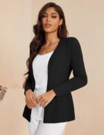 Women's Casual Open Front Sweater Long Sleeve Rib Knit Draped Cardigan - Image 4