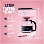 Nostalgia Retro 12-Cup Programmable Coffee Maker With LED Display, Automatic Shut-Off & Keep Warm, Pause-And-Serve Function, Pink - Image 3