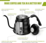 Tea Kettle with Thermometer Pot Black Stovetop Tea Kettle 40oz Gooseneck Kettle Teapot Pour Over Coffee Kettle with Thermometer,1200ml,6 Cup,Black,1Pack - Image 5