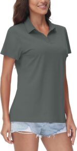 TACVASEN Women's V-Neck Polo Shirts UPF 50+ Short Sleeve Sun Protection Quick Dry Golf Polos Collared Shirt - Image 9
