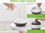 InnoGear Aromatherapy Diffuser & 10 Essential Oils Set, 400ml Diffuser Ultrasonic Diffuser Cool Mist Humidifier with 4 Timers 7 Colors Light Waterless Auto Off for Large Room Office, Dark Wood Grain - Image 9