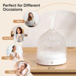 Glass Essential Oil Diffuser, 200ml Ultrasonic Aroma Diffusers with Glass Reservoir Dome & White Plastic Base Lock Color Auto-Off Timer 7 Color Light for Home Office Bedroom Yoga - Image 8