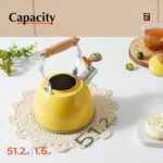 ROCKURWOK Tea Kettle, Tea Pot with Cool Touch Ergonomic Handle, Teapot Food Grade Stainless Steel, Tea Kettle Stovetop, Kettle Teapot, Whistling Tea Kettle, Small Tea Kettle, 1.6 Quart (Yellow) - Image 4