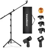 InnoGear Microphone Stand, Tripod Boom Arm Floor Mic Stand Height Adjustable Heavy Duty with Carrying Bag 2 Mic Clips 3/8" to 5/8" Adapter for Singing Podcast for Blue Yeti Shure SM58 SM48 Samson Q2U - Image 2