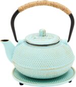 Juvale Cast Iron Teapot with Infuser - Japanese Tea Kettle - Loose Leaf Tetsubin & Trivet (Green, 3 Pcs, 18 oz/500 ml) Cast Iron Kettle - Image 9
