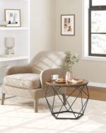 VASAGLE Small Coffee Table Set of 2, Round Coffee Table with Steel Frame, Side End Table for Living Room, Bedroom, Office, Rustic Brown and Ink Black - Image 6