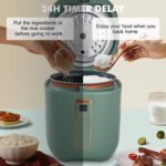 CHACEEF Mini Rice Cooker 2 Cups Uncooked, 1.2L Rice Cooker Small, Portable Non-Stick Small Travel Rice Maker, BPA Free, Smart Control Multifunction Cooker with 24 Hours Timer Delay & Keep Warm Function, Green - Image 7
