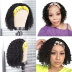 Aiterina Headband Wig Deep Wave 12 Inch Human Hair Headband Wig Curly hair Glueless Human Hair Wigs Machine Made No Lace deep Curly Headband Wigs Natural color - Image 4