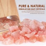 SALKING 2-in-1 Ultrasonic Essential Oil Diffuser & Himalayan Salt Lamp, Aromatherapy Diffuser Cool Mist Humidifier with Auto Off Function, 100% Pure Himalayan Pink Salt Rock, 150ml (Wooden Grain) - Image 3
