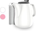 Premium White Ceramic Teapot - Large Teapot with Strainer - 47 oz / 1400 ml - Tea pot with Infuser for Loose Tea - Heat Resistant Handle - Ideal for Gatherings and Tea Party - Image 2