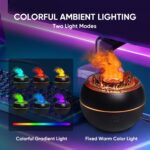Essential Oil Diffuser, Volcano Fire Flame Aromatherapy Diffuser, 360ml Ultrasonic Cool Mist Humidifier, Scent Aroma Diffuser with 7 Colors Light, Timer & Auto Shut-Off for Home, Room (Black) - Image 4