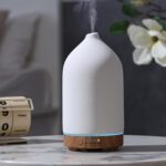 200ML Ceramic Essential Oil Diffuser - Ultrasonic Aromatherapy & Humidifier with 7-Color LED Lights, Auto Shut-Off, Wood Grain Base, 1H/3H/6H Timer | Scent for Home, Office, Yoga - Image 2