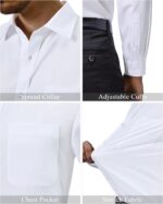 Alimens & Gentle Mens Dress Shirts 4-Way Stretch Long Sleeve Collared Casual Solid Wedding Dating Button Down Shirt - Image 5