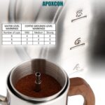Electric Coffee Percolator Stainless Steel Coffee Pot with Two Tough Glass Clear Brew Progress Knob & Treated Solid Wood Handle & On/OFF Switch Auto Keep Warm Cordless Serve (8 Cup) - Image 10