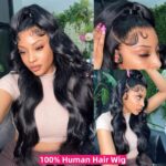 28 Inch 360 Lace Front Wigs Human Hair Drawstring Body Wave Lace Front Wigs Human Hair Pre Plucked 360 HD Full Lace Wig 180 Density Glueless Invisi Strap Frontal Wigs Human Hair for Women - Image 7