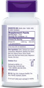 Natrol Vitamin B12 Fast Dissolve Tablets, Promotes Energy, Supports a Healthy Nervous System, Maximum Strength, Strawberry Flavor, 5,000mcg, 100 Count - Image 10