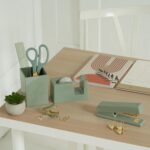 Aesthetic Desk Accessories Set - A Complete Desktop Organizer Set For Women Enhances Any Office Decor - An Office Supplies Kit w Gold Finish incl. Pen Holder, Scissors, Stapler, Tape Dispenser & More - Image 3