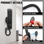 2 Pack Magnetic Remote Leash Control Holder with Security Cable, Retractable Tidy Anti-lost Rope Organizer Easy Installation Stable Suitable for Projector TV Fan and Air Conditioner Remotes (Black) - Image 6
