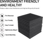 52 Pack Acoustic Foam Panels 1" x 12" x 12" Sound Proof Foam Panles Soundproofing Noise Cancelling Wedge Panels for Home Office Recoding Studio with 300PCS Double-Side Adhesive - Image 4
