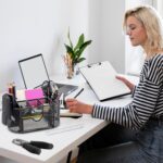 17 in 1 Black Desk Organizers and Accessories Set, 3 Office Desk Supplies Storage Organization, 4 Pens, Stapler, Staples & Remover, Tape & Dispenser, Scissors, Ruler, Clips, Hole Punch, Back to School - Image 10