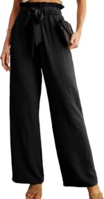 IWOLLENCE Women's Wide Leg Pants with Pockets High Waist Adjustable Knot Loose Casual Trousers Business Work Casual Pants - Image 2