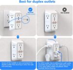 Outlet Extender Surge Protector - 6 Outlet Splitter with 4 USB Ports (2 USB C), Multiple Plug Expander Wall Charger, 3 Sided Multi Plug Wall Adapter Power Strip for Home Office Kitchen Travel - Image 5