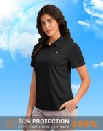 Women's Golf Shirt Short Sleeve Lightweight Moisture Wicking Work Tennis Tops Collared Polo Shirts for Women with 4-Button - Image 4