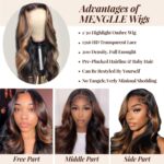 28 Inch 13x6 Ombre Lace Front Wigs Human Hair 200 Density 1B/30 Highlight Ombre 13x6 HD Transparent Lace Front Wigs Human Hair Colored Balayage Wig Body Wave Human Hair Wigs for Women - Image 4
