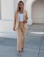 luvamia Women's Two Piece Sets Pants Suits Dressy Business Casual Outfits Professional Blazer Pantsuits Set Work Office - Image 7