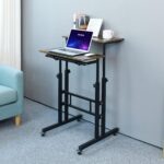 AIZ Mobile Standing Desk, Adjustable Computer Desk Rolling Laptop Cart on Wheels Home Office Computer Workstation, Portable Laptop Stand for Small Spaces Tall Table for Standing or Sitting, by - Image 5