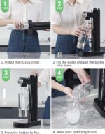 Sparkling Water Maker, Soda Streaming Machine with 1L BPA-Free Carbonation Bottle, Makes Home Fizzy Drinks, Seltzer Carbonated Water Maker, Compatible with Standard 60L CO2 Carbonators (Not Included) - Image 4