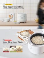 CUCKOO Rice Cooker 3 Cup Uncooked / 6 Cup Cooked, Modern Fuzzy Logic Rice Cooker Small with Delay Timer & Keep Warm Setting, Versatile Food Steamer for Cooking, Non-Stick Inner Pot, White (CR-0375FW) - Image 7