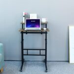 AIZ Mobile Standing Desk, Adjustable Computer Desk Rolling Laptop Cart on Wheels Home Office Computer Workstation, Portable Laptop Stand for Small Spaces Tall Table for Standing or Sitting, by - Image 6