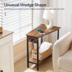 HOOBRO Wedge End Table with Charging Station, Recliner Wedge Side Table with Open Storage Shelves, Industrial Triangle Accent Table for Small Spaces, Corner, Living Room, Rustic Brown BF64UBZ01G1 - Image 7