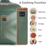 CHACEEF Mini Rice Cooker 2 Cups Uncooked, 1.2L Rice Cooker Small, Portable Non-Stick Small Travel Rice Maker, BPA Free, Smart Control Multifunction Cooker with 24 Hours Timer Delay & Keep Warm Function, Green - Image 3