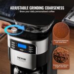 VEVOR Coffee Maker with Grinder, 8 Cup Coffee Machine, Grind and Brew Coffee Maker with 3 Brew Strength Control, 24-Hour Timer for Auto Brew, for Home Office Restaurant - Image 4