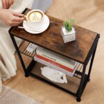 Small Side Table for Small Spaces - Slim End Table with Magazine Holder - 2 in 1 Design Narrow End Table Living Room - Skinny Bedside Table Nightstand Bedroom Thin Side Table, Rustic Brown - Image 6