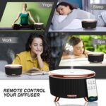 Diffusers for Essential Oils Large Room, 500ml Aromatherapy Diffuser Cool Mist Humidifier with Remote Control,7 Colors Lights & 3 Mist Mode Waterless Auto Off for Women Office Home Black - Image 6