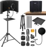 Dmsky Microphone Isolation Shield with Pop Filter & Tripod Stand, Foldable Mic Shield with Triple Sound Insulation, High Density Mic Sound Shield for Recording Studio, Podcasts, Singing, Broadcasting - Image 2