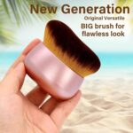 Extra Large Body Makeup Brush For Self Tanner, Leg Makeup &Bronzer Blend,75 mm Wide-headed Kabuki Brush Provides More Even &Pretty Application, Oval Face&Back Makeup Brush, Wet&Dry Use- Pink Rose Gold - Image 6