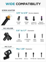 InnoGear Microphone Stand, Tripod Boom Arm Floor Mic Stand Height Adjustable Heavy Duty with Carrying Bag 2 Mic Clips 3/8" to 5/8" Adapter for Singing Podcast for Blue Yeti Shure SM58 SM48 Samson Q2U - Image 6