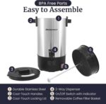 Elite Gourmet CCM-035 Maxi-Matic 30 Cup Stainless Steel Coffee Urn Removable Filter For Easy Cleanup, Two Way Dispenser with Cool-Touch Handles Electric Coffee Maker Urn, Stainless Steel - Image 3