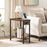 HOOBRO Wedge End Table with Charging Station, Recliner Wedge Side Table with Open Storage Shelves, Industrial Triangle Accent Table for Small Spaces, Corner, Living Room, Rustic Brown BF64UBZ01G1 - Image 6