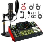 Podcast Equipment Bundle, Audio Interface with Cardioid Designer BM800 Mic for Gamer and Quality All-in-One DJ Mixer, for Live Streaming, Singing, YouTube, Gaming - Image 2
